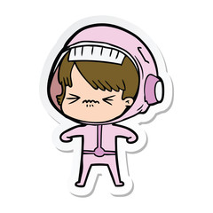 sticker of a angry cartoon space girl