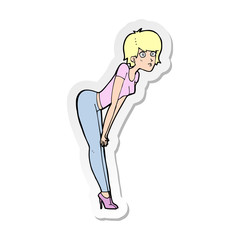 sticker of a cartoon woman looking at something