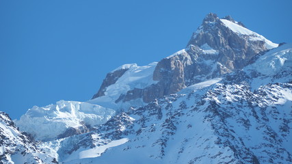 Amazing close up to the perennial glaciers of the Mont Blanc range on the French side