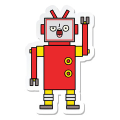 sticker of a cute cartoon angry robot