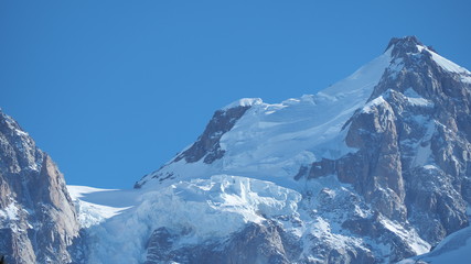 Amazing close up to the perennial glaciers of the Mont Blanc range on the French side