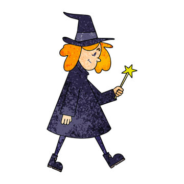 quirky hand drawn cartoon witch