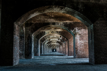 Landscape view of the structure of Fort Jefferson in Dry Tortugas National Park (Florida).