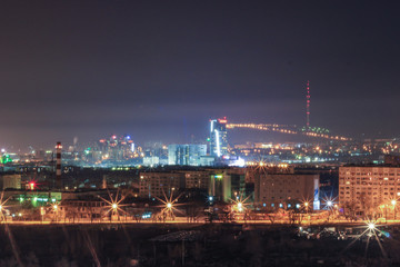 Fototapeta premium Night cityscape of the city of Almaty, Kazakhstan. Photo taken in March