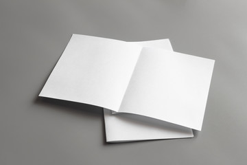 Blank portrait mock-up paper. brochure magazine isolated on gray, changeable background / white paper isolated on gray