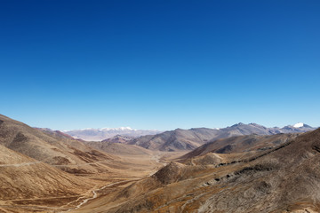 Scenery of mountain road on plateau in the state of Jammu and Kashmir