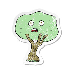 retro distressed sticker of a cartoon tree