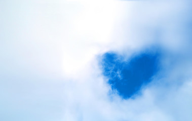 Beautiful photo background with a piece of blue sky in the shape of a heart