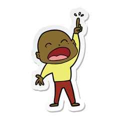 sticker of a cartoon shouting bald man