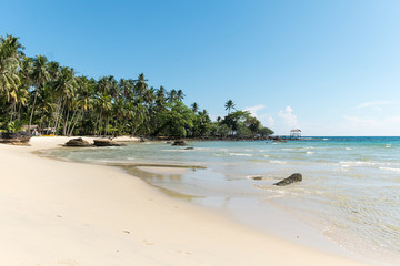 Beautiful beach under the blue sky.