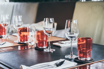 glass set on dinning table