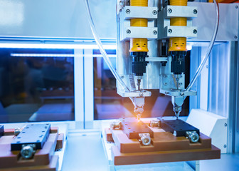 robot drill machine tool at mobile industrial manufacture factory