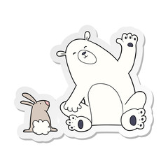 distressed sticker of a cartoon winter animals