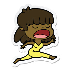 sticker of a cartoon woman talking loudly