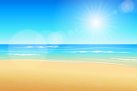 Seascape vector illustration. Paradise beach.