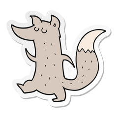 sticker of a cartoon cute wolf