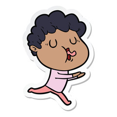 sticker of a cartoon man singing