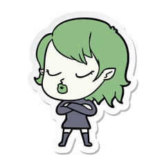 sticker of a cute cartoon vampire girl