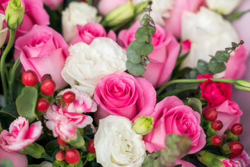 pink flowers of wedding