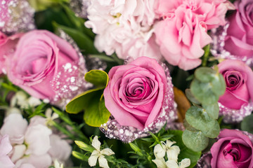 pink flowers of wedding