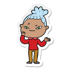 sticker of a cartoon woman