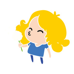 cartoon of cute kawaii girl