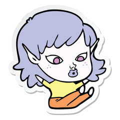 sticker of a pretty cartoon elf girl