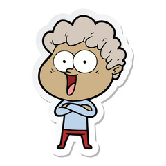 sticker of a cartoon happy man