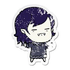 distressed sticker of a cartoon undead vampire girl