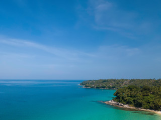 Fototapeta premium Topview of cape at Hat (beach) Surin, Phuket, Thailand,Trat, Thailand
