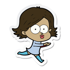 sticker of a cartoon girl pouting