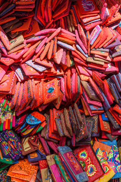 Different Kinds Of Colorful Bags In The  Barkhor Square In Lhasa, Tibet, China