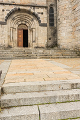 Porch of the Nasbinal church on the pilgrimage way to santiago de Compostela