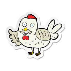 sticker of a cartoon old rooster