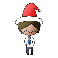 christmas gradient cartoon of kawaii boy