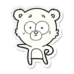 Obraz premium sticker of a surprised polar bear cartoon