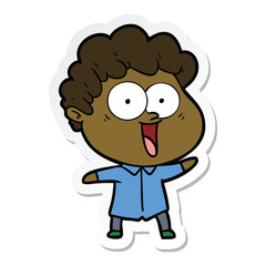 sticker of a cartoon happy man