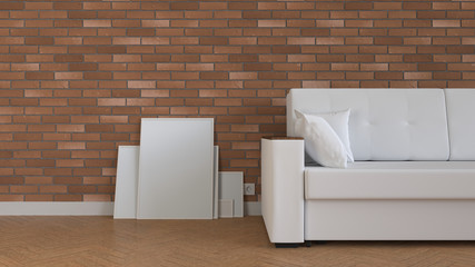 Mockup of poster or photo frame in the interior