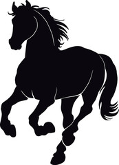 Black silhouette of horse. - Vector