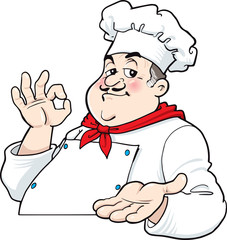fat chef face - Vector