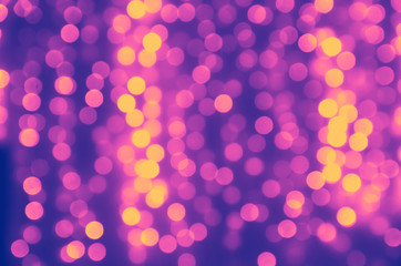 blurred purple background with natural bokeh light lilac and yellow balls. abstract web backdrop - Image