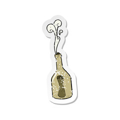 retro distressed sticker of a cartoon letter in a bottle