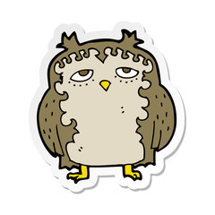 sticker of a cartoon wise old owl