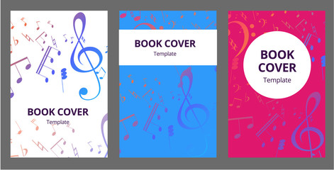 Music key nd notes vector brochure cards set. Audio tools template of flyear, magazines, poster, book cover, banners. Concert invitation concept background. Layout illustration modern page background