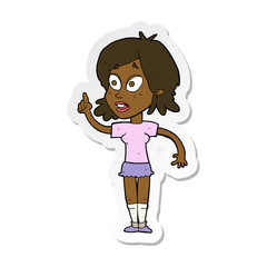 sticker of a cartoon woman asking question