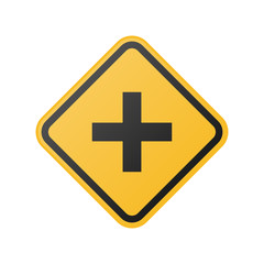 glossy cross road sign