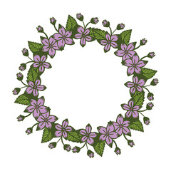 Vector illustration purple flower frame decoration hand drawn
