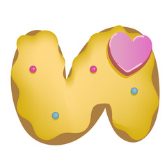 Sweet donut font vector. Letter U. Cartoon vector illustration. Hand drawn font with sweet bun. Actual Creative art bake alphabet