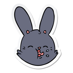 sticker of a cartoon funny rabbit face