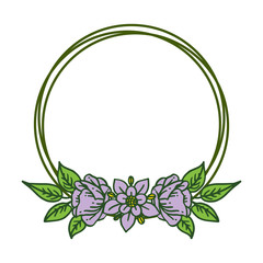 Vector illustration shape purple flower frame hand drawn